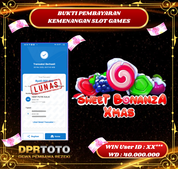 KEMENANGAN BESAR SLOT SWEET BONANZA XMAS Rp 40.000.000 - LUNAS